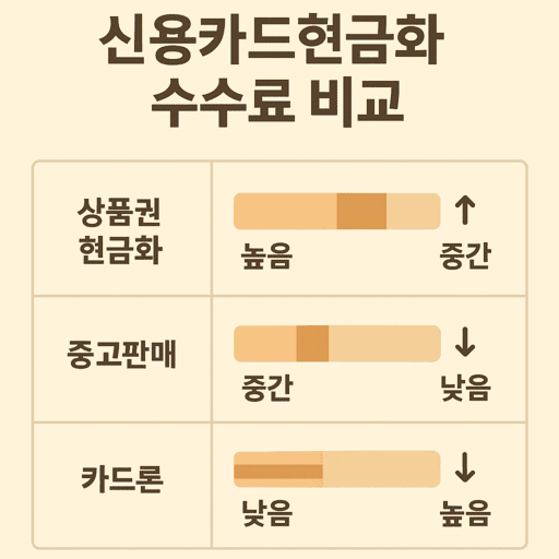 신용카드 현금화 수수료 비교